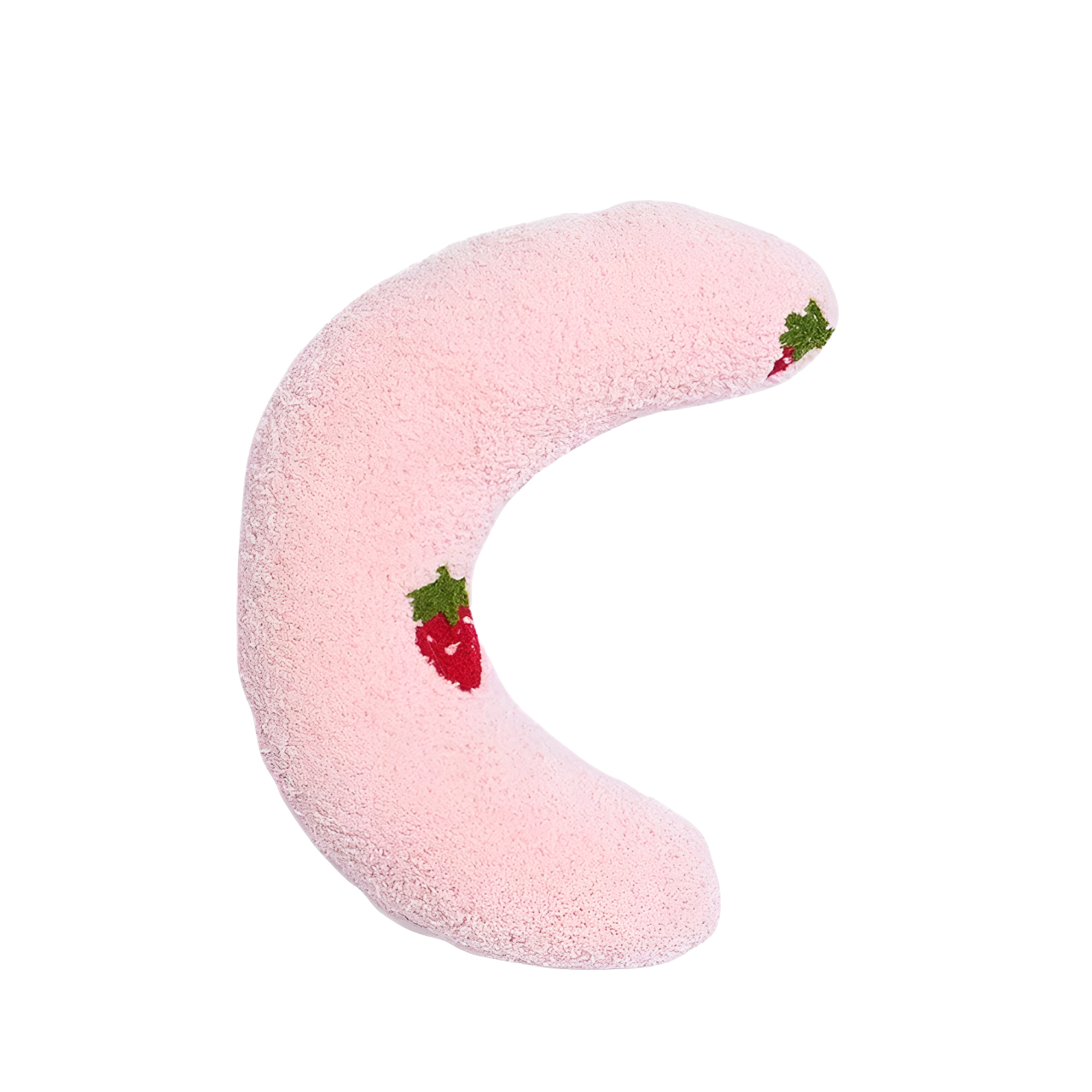 A pink U-shaped cat hugging pillow