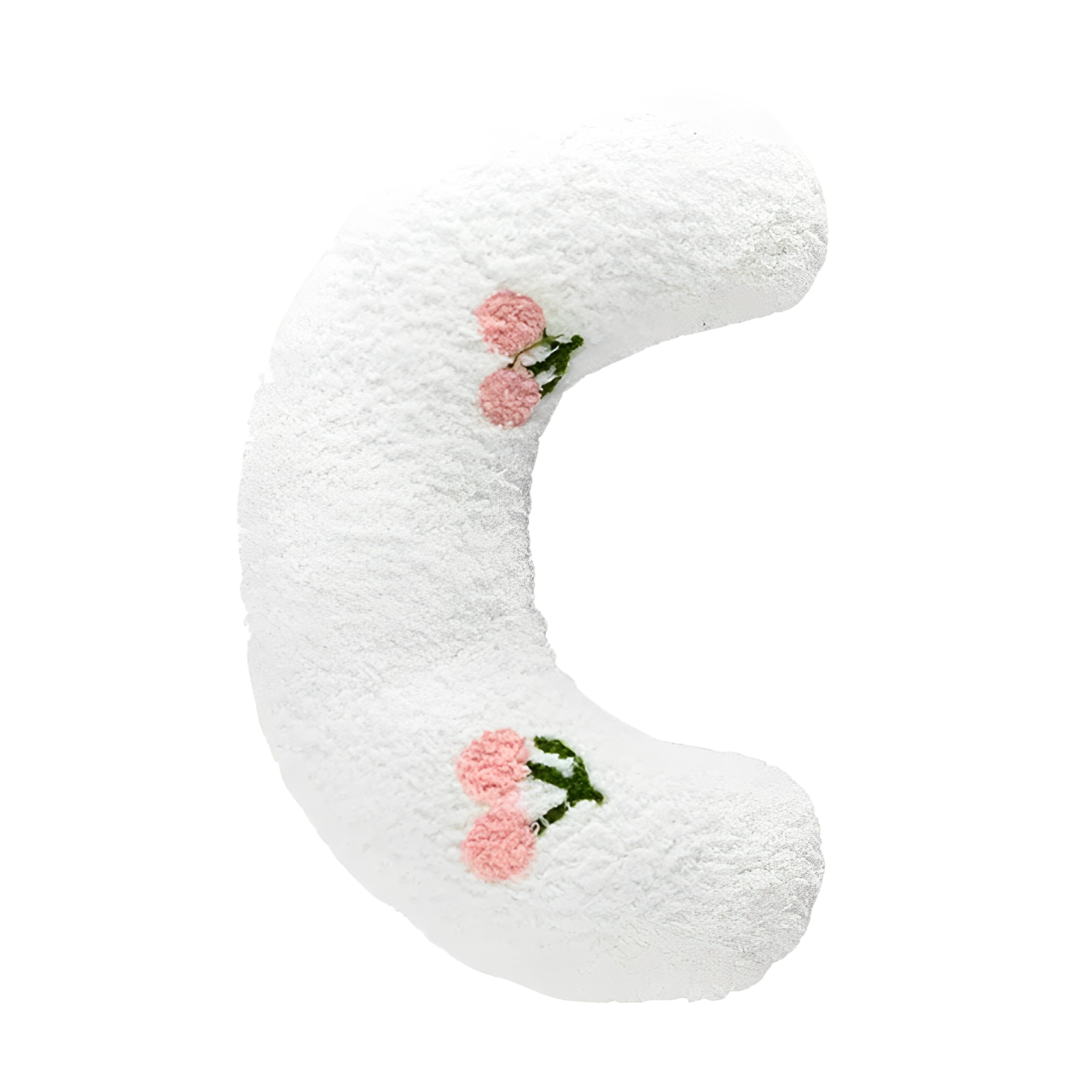 A white U-shaped cat hugging pillow