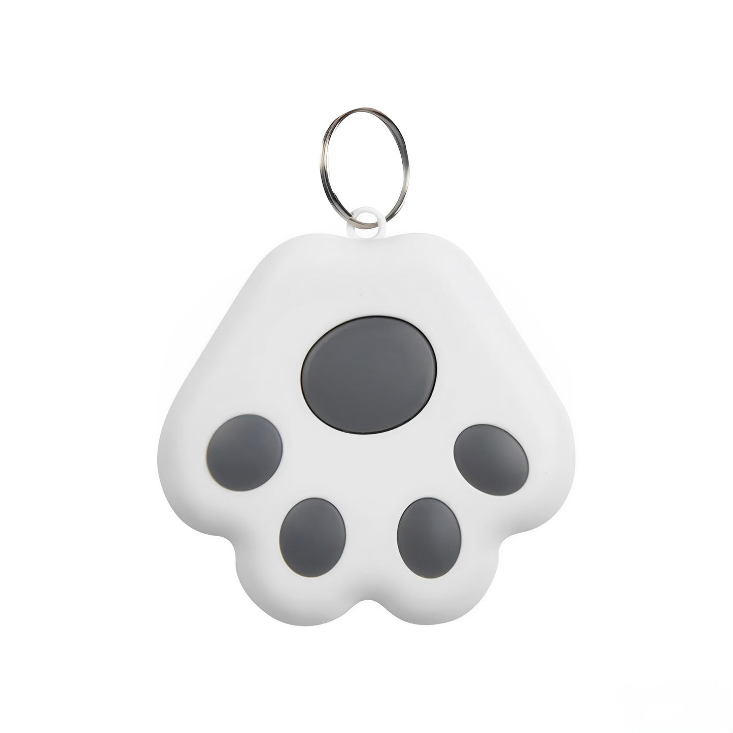 A white and gray mini GPS Bluetooth tracker device with a white background