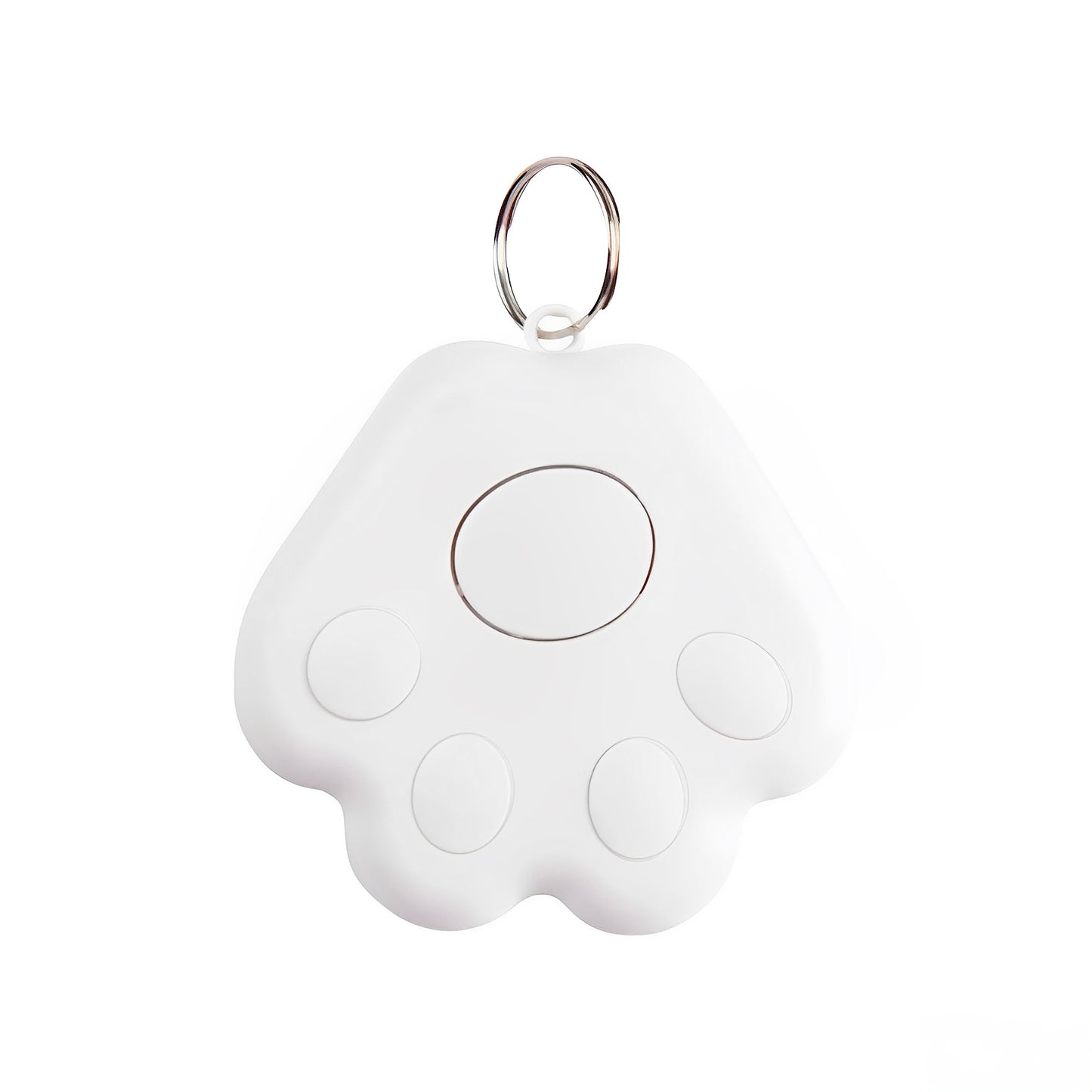 A white mini GPS Bluetooth tracker device with a white background