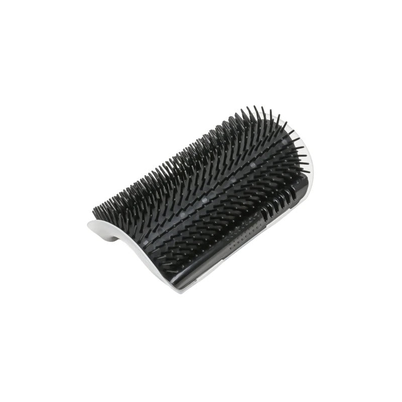 Black cat brush with white handle on a white background