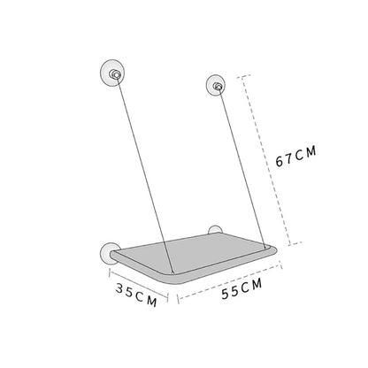 Measurement chart of a cat hammock with dimensions labeled