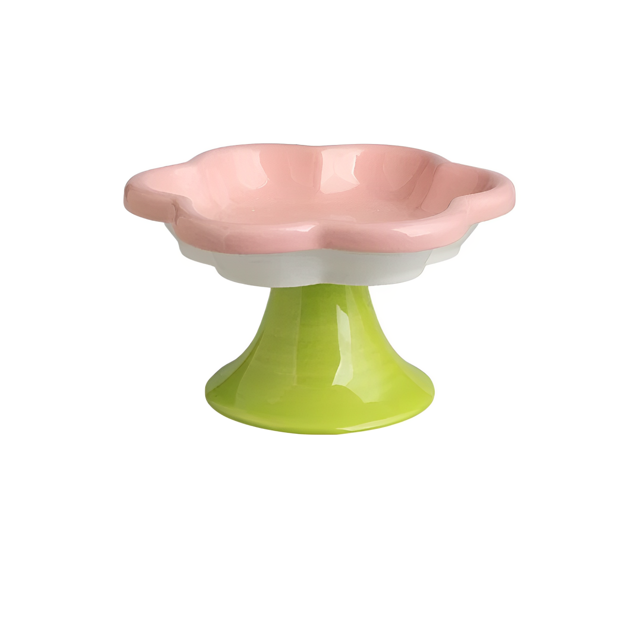 Ceramic Raised Cat Bowl - Flower Design