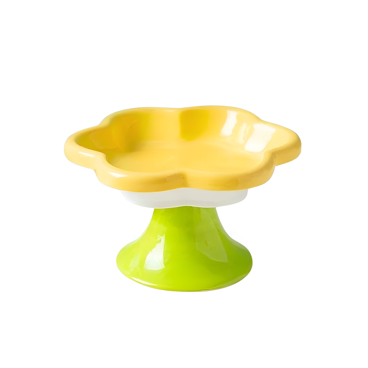 Ceramic Raised Cat Bowl - Flower Design
