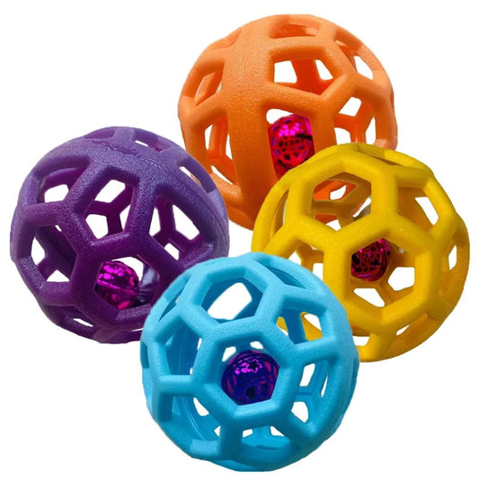 Four colorful textured balls on a white background