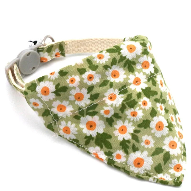 Floral patterned dog bandana on a white background