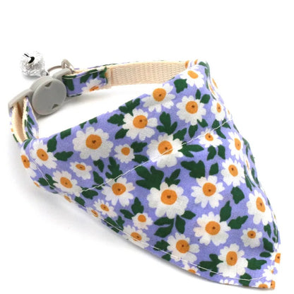 Floral-patterned dog bandana with a white background