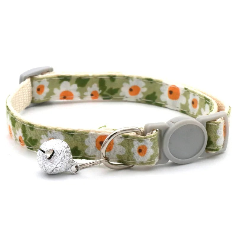 Dog collar with floral pattern on a white background