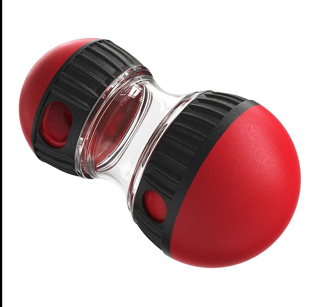 Interactive Slow Feeder Dog Toy in a whte background in red and black
