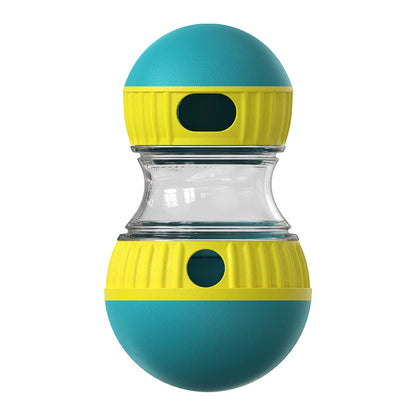 Blue and Yellow Interactive Slow Feeder Dog Toy in a white background