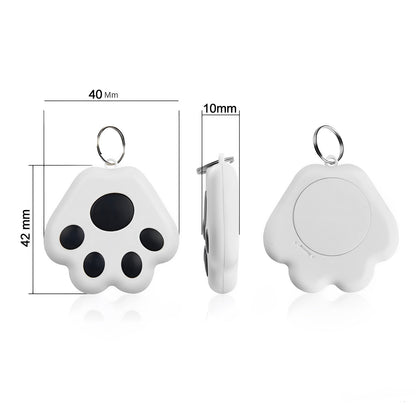 A white mini GPS Bluetooth tracker device with measurement 