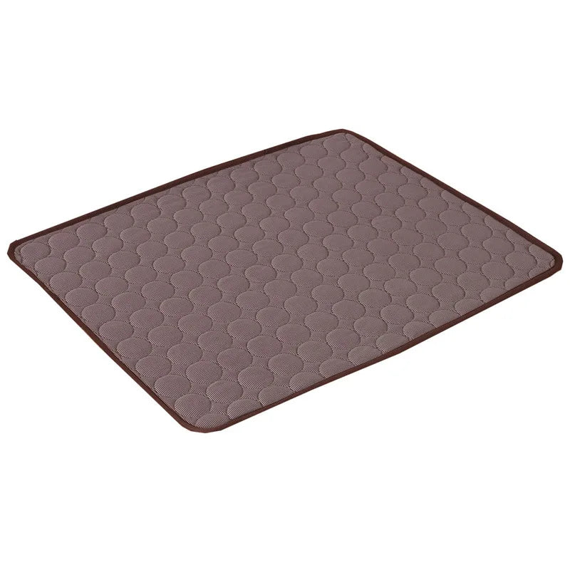 Coffee colour cooling mat in a white background