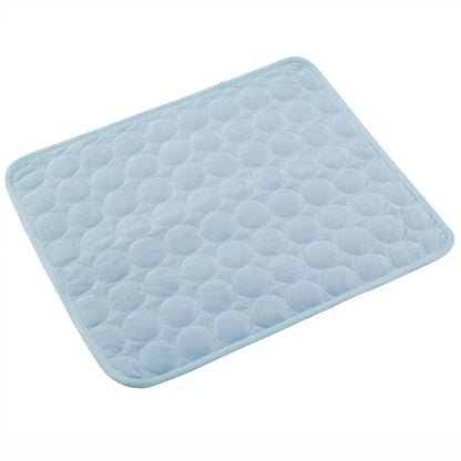 Light blue cooling mat in a white background