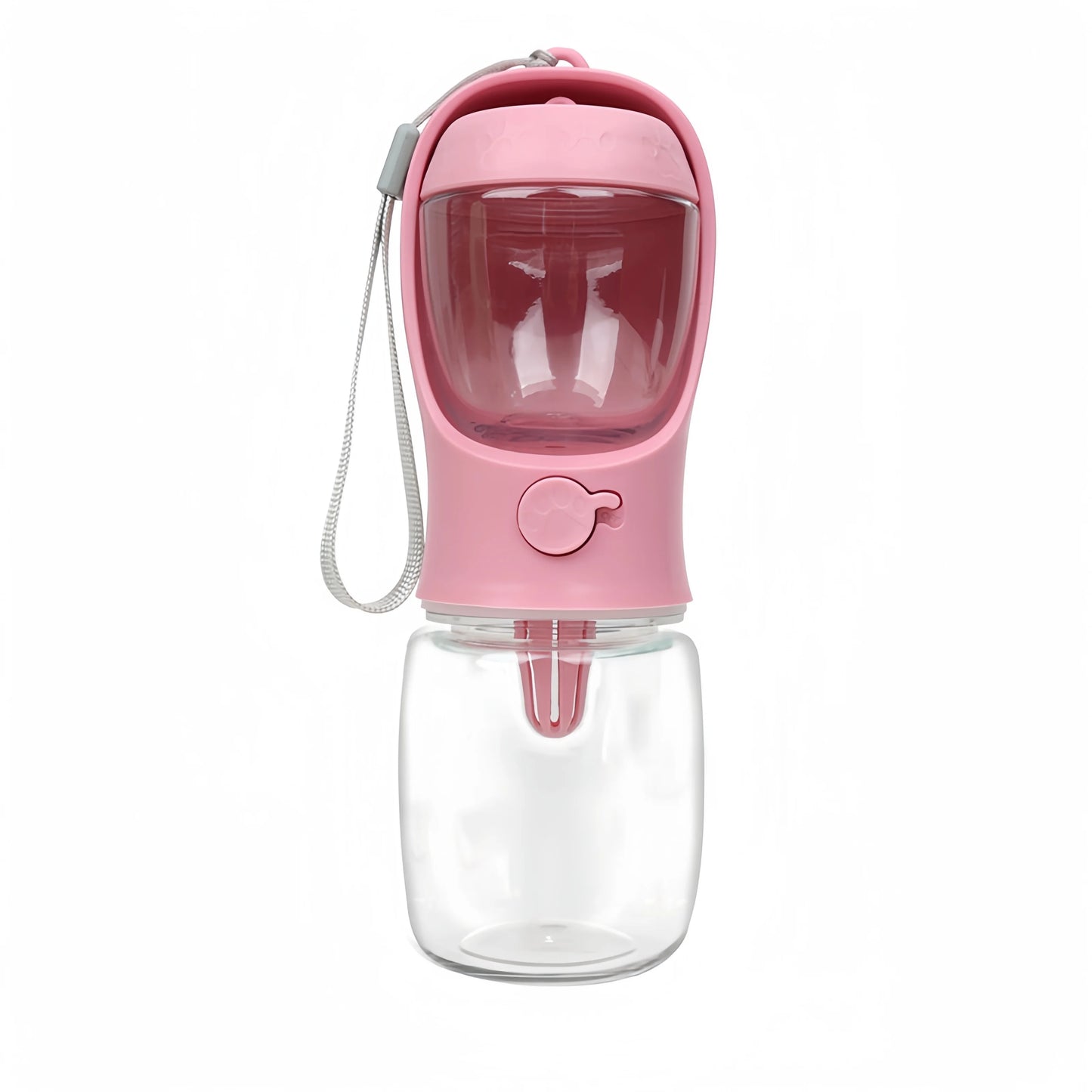 Portable Dog and Cat Water Bottle with Storage Food in pink colour on a white background