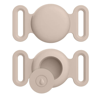 Beige silicone teether on a white background