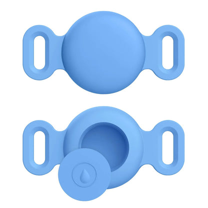 Two blue silicone clips on a white background