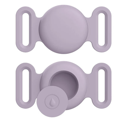 Two purple silicone clasps on a white background